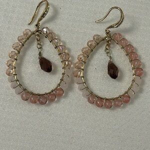 Elegant Pink and Gold Teardrop Earrings